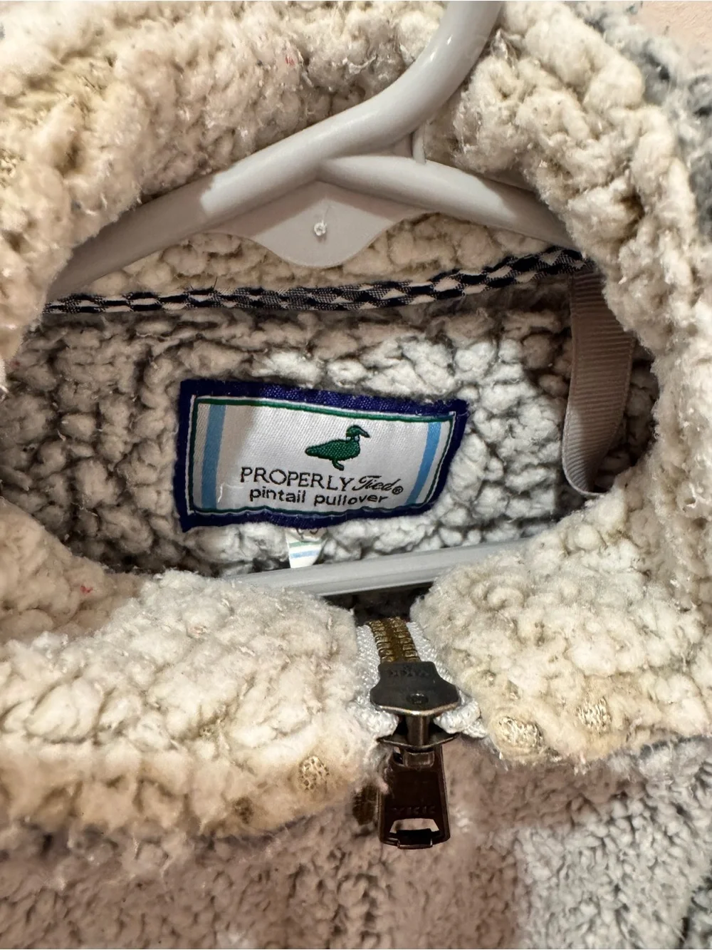 Properly Tied- Youth Small- Cozy Sherpa Quarter-Zip Pullover - Light Gray
